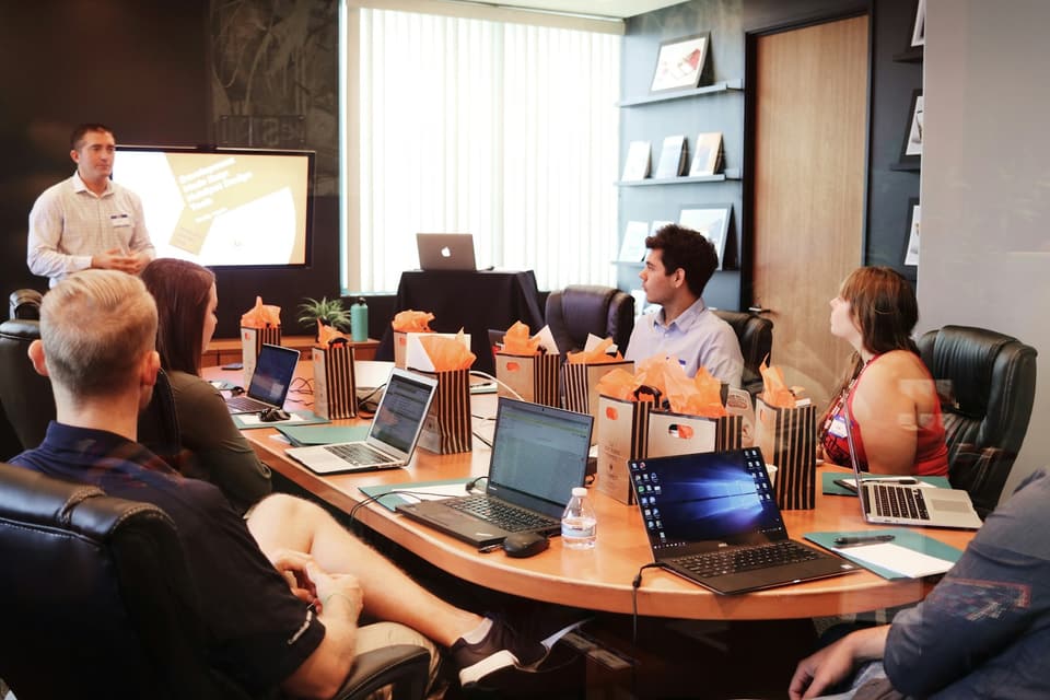 Presentation in a boardroom