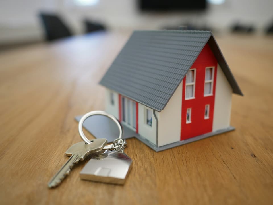 House keys on a wooden table