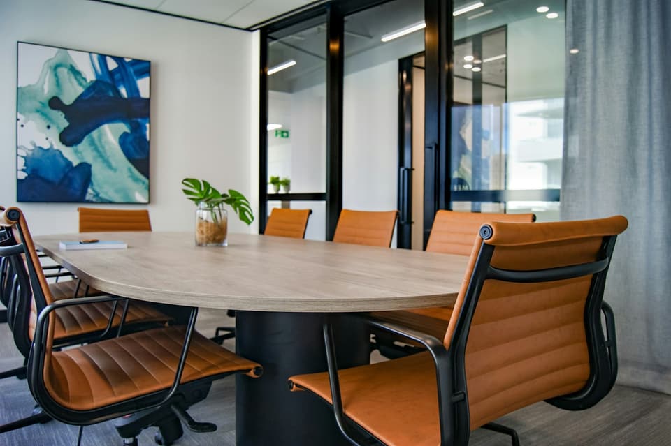 Meeting room with leather chairs